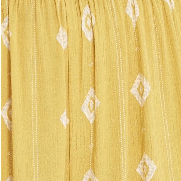 Mustard Boho Off Shoulder Diamond Print Jumpsuit - Picture 5 of 5